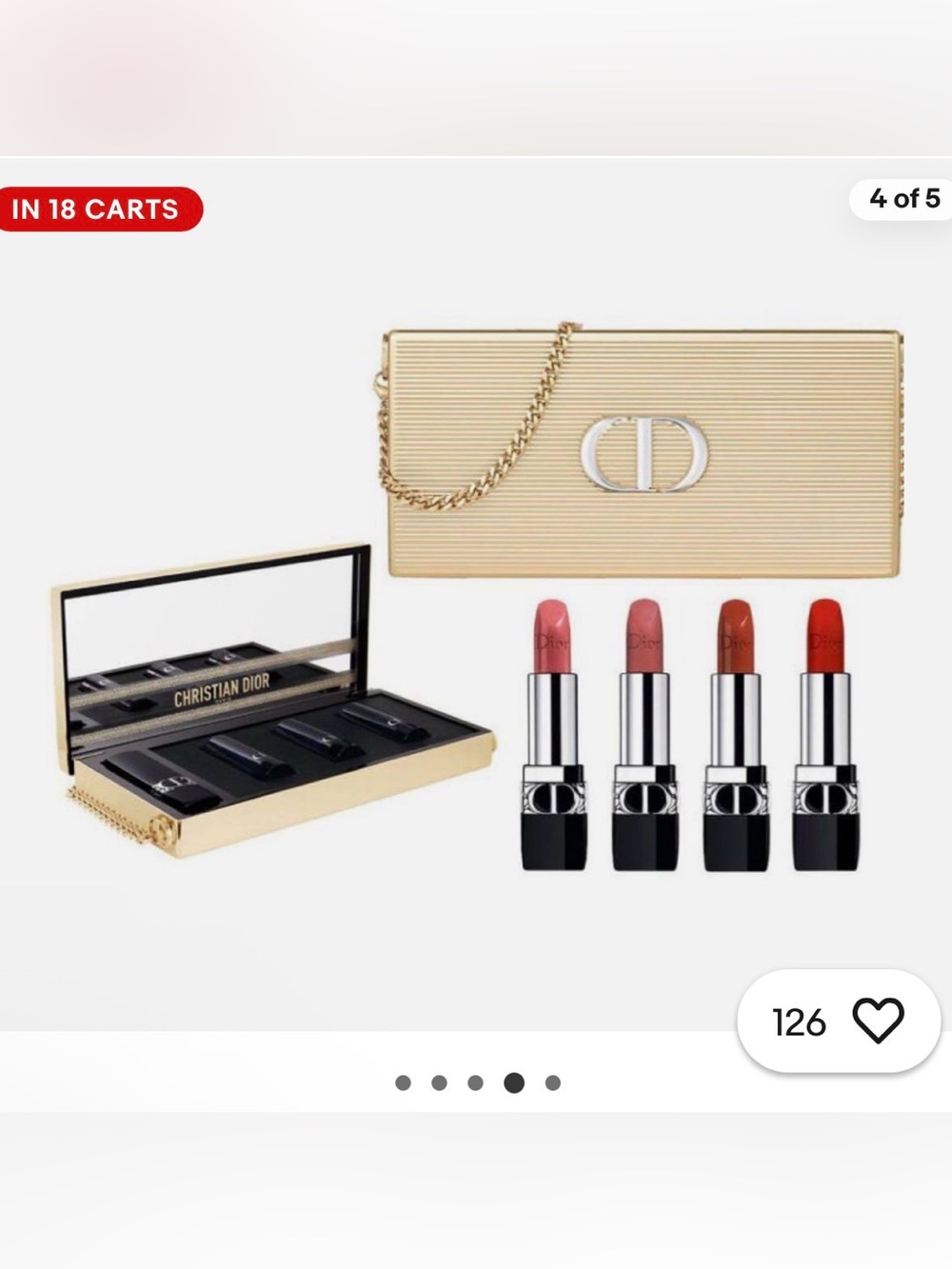 Dior Lipstick Set with Gold Minaudière — Red & Pink Shades - Picture 3 of 10